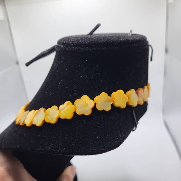 Vintage 70s Dyed Abalone Shell Flower Power Necklace - Picture 4 of 6